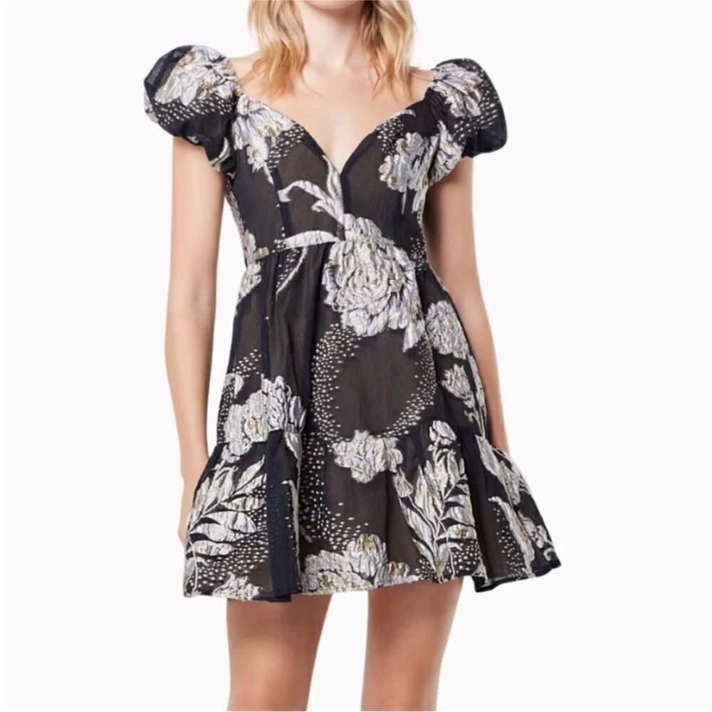Elliatt Picard Black and White Floral Mini Dress | Size XS